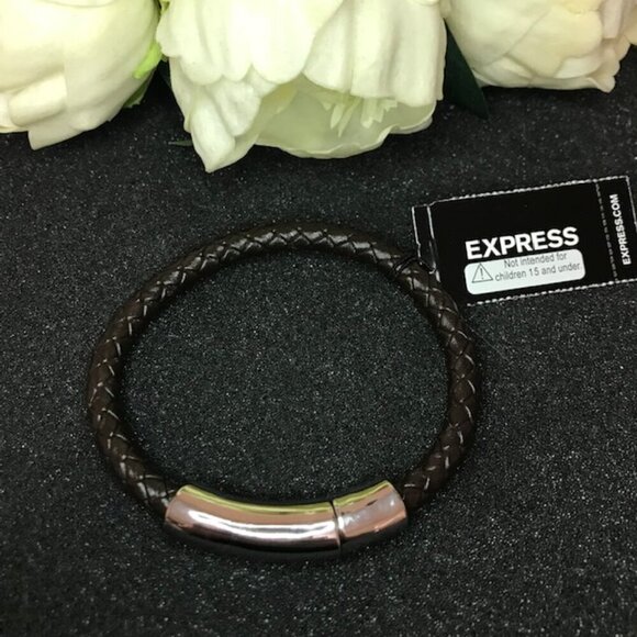 3/$25 Express Leather Braided Magnetic Bracelet-Brown Band- Stocking Stuffer - Picture 7 of 12